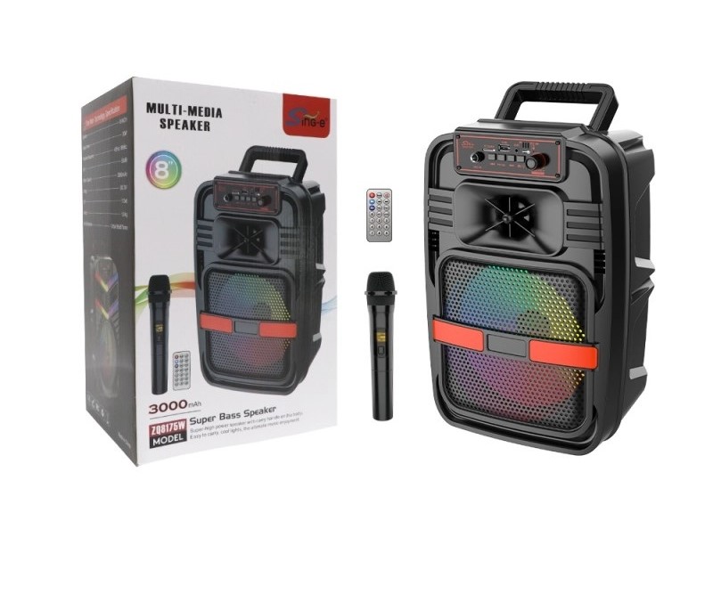 ZQS 8175W wireless Bluetooth speaker 8-inch speaker supports BT/FM/USB/TF card/MIC, remote control